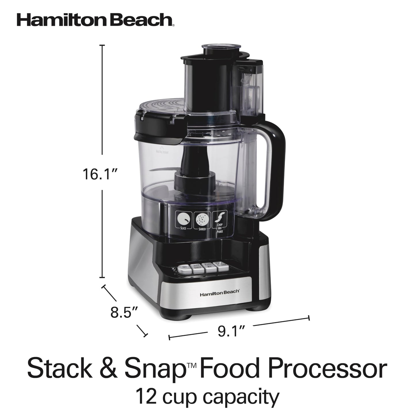 12-Cup Food Processor with Vegetable Chopper & Stainless Steel Blades