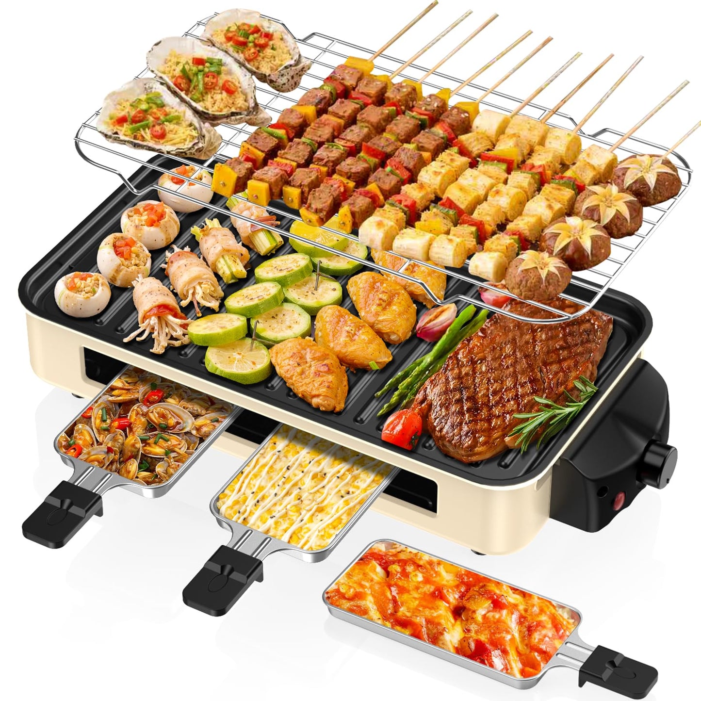 1500W Smokeless Indoor Electric Grill & Griddle with Temperature Control