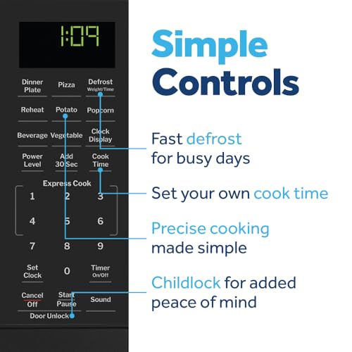 0.9 Cu Ft Countertop Microwave Oven with Auto Cooking Settings