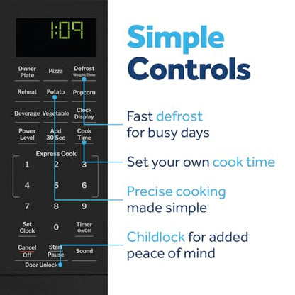 0.9 Cu Ft Countertop Microwave Oven with Auto Cooking Settings