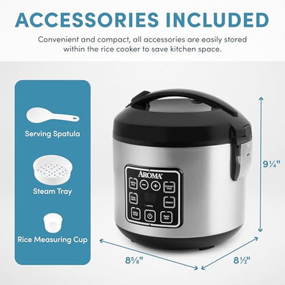 4-Cup Digital Rice Cooker with Steamer & Multicooker Function