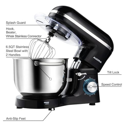 6.5QT Stand Mixer with 6-Speed Tilt-Head Design & Attachments