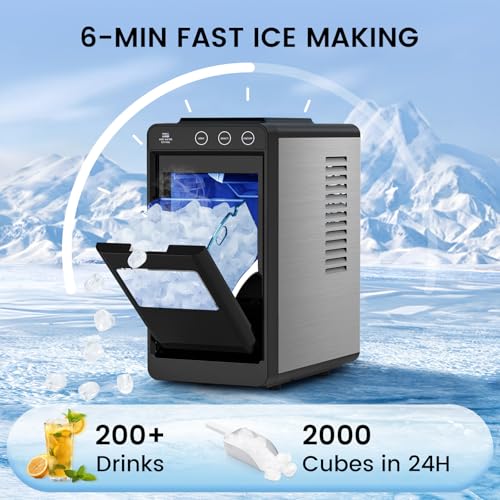 COWSAR Ice Maker Countertop, Portable Ice Machine with Self-Cleaning