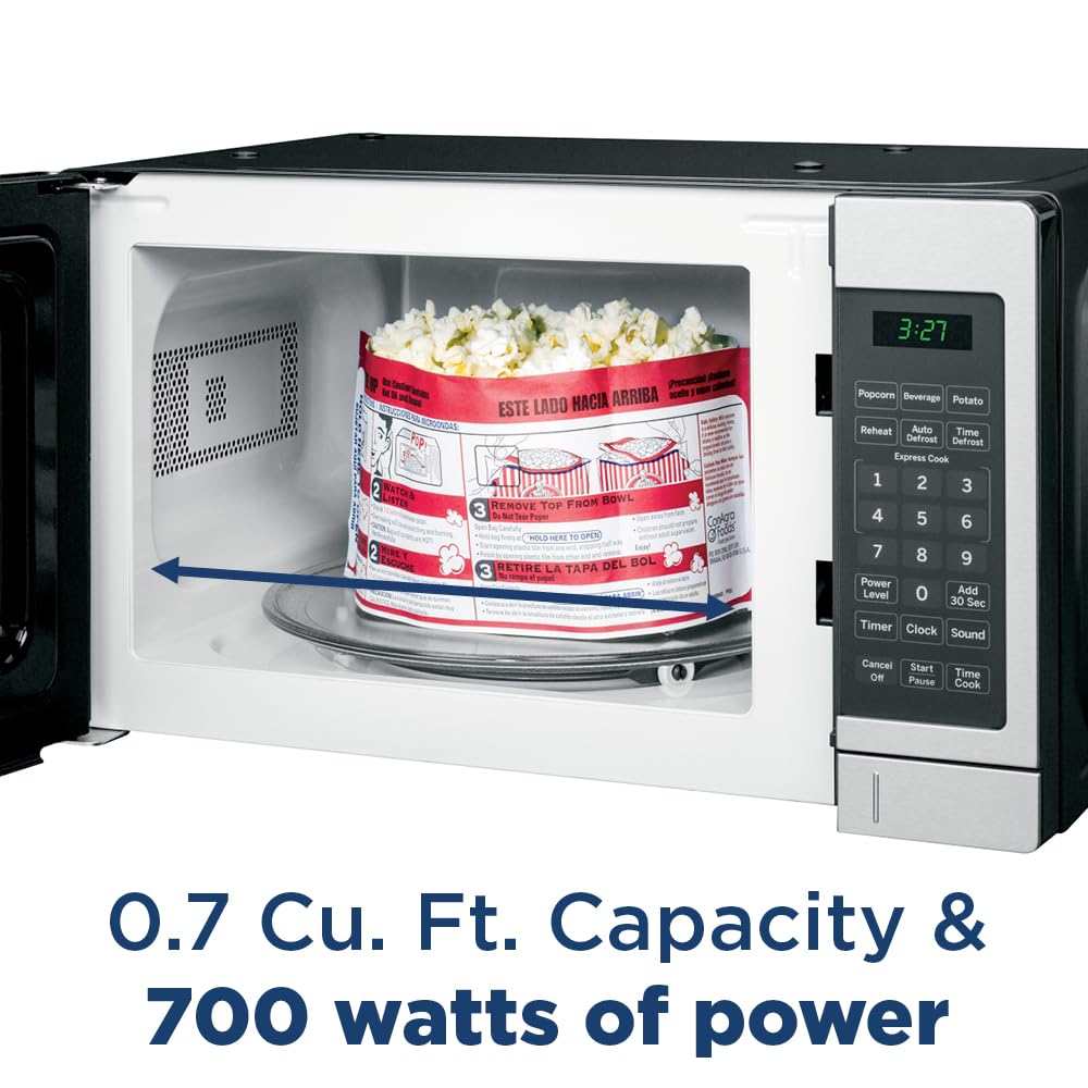 0.7 Cu Ft Compact Countertop Microwave Oven with Auto Cooking Settings