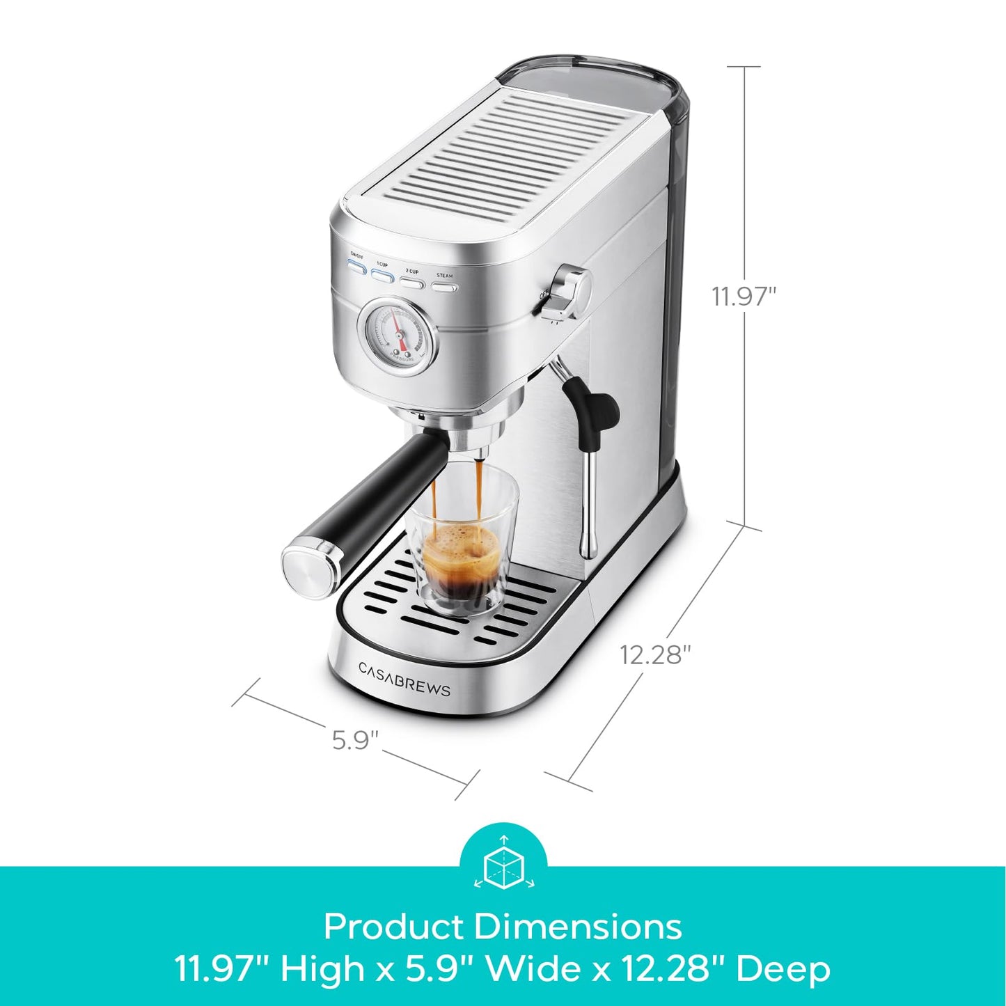 20 Bar Espresso Machine with Milk Frother & Removable Water Tank