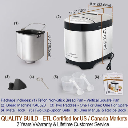 29-in-1 Smart Bread Maker with Gluten-Free & Custom Cycles