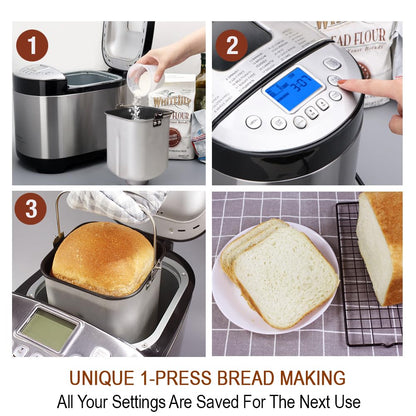 29-in-1 Smart Bread Maker with Gluten-Free & Custom Cycles