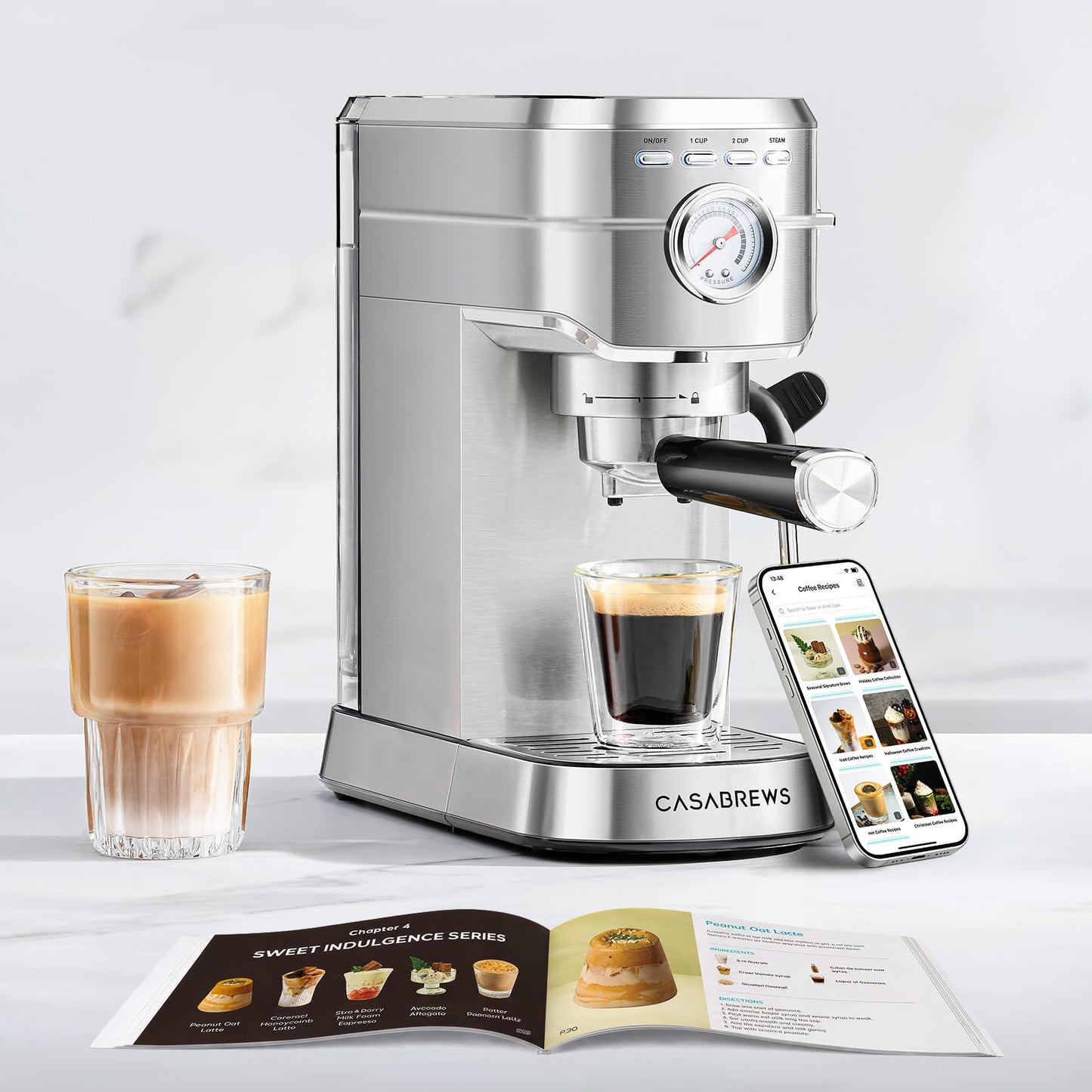 20 Bar Espresso Machine with Milk Frother & Removable Water Tank