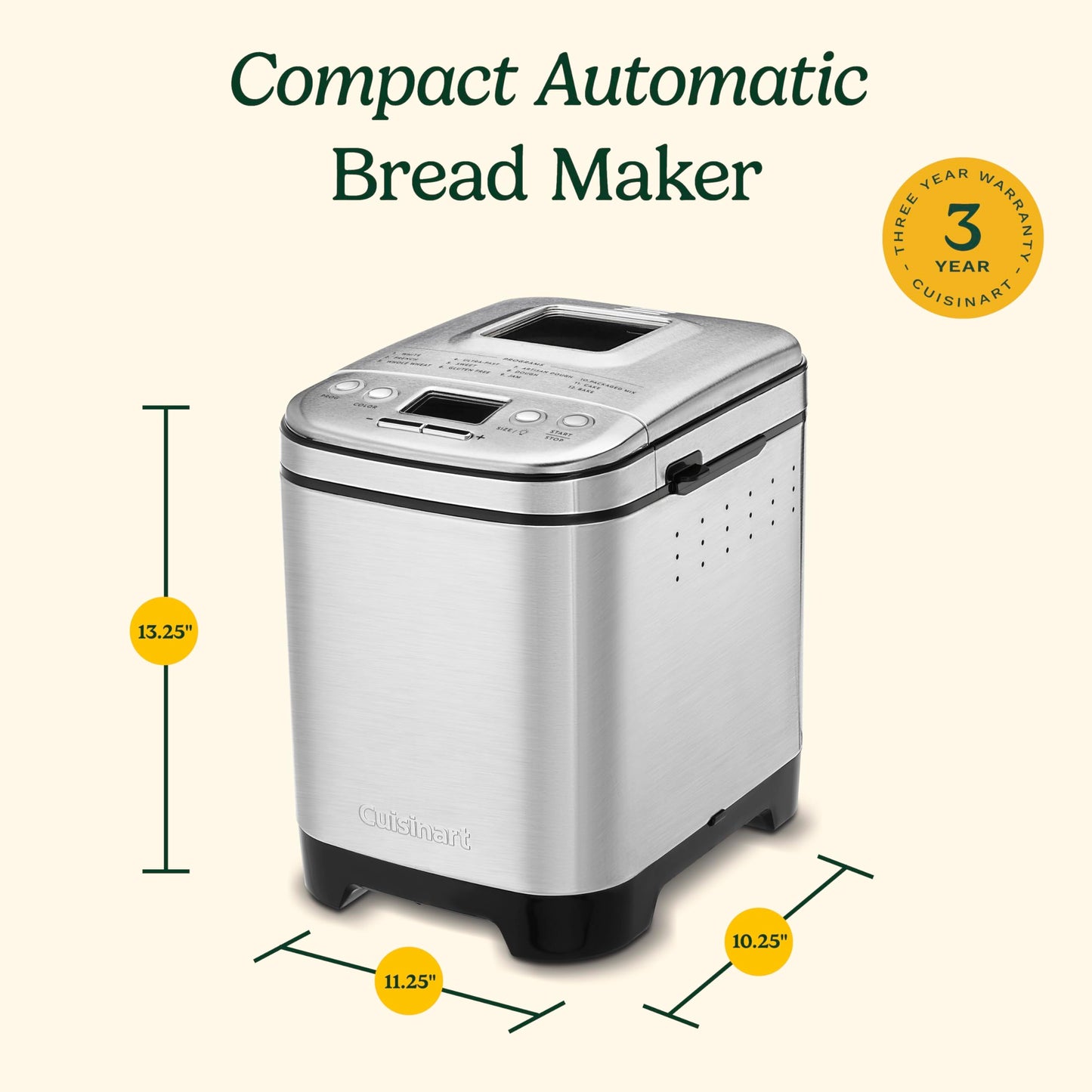 2LB Automatic Bread Maker with 12 Programs & Custom Loaf Settings