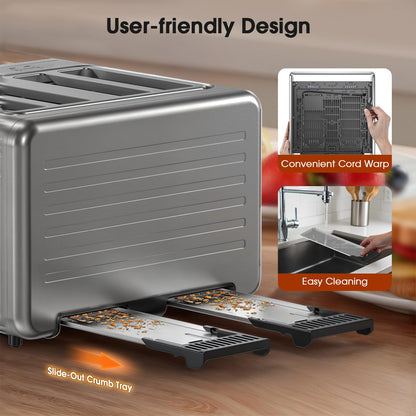 1800W 4-Slot Touch Screen Toaster with Independent Controls