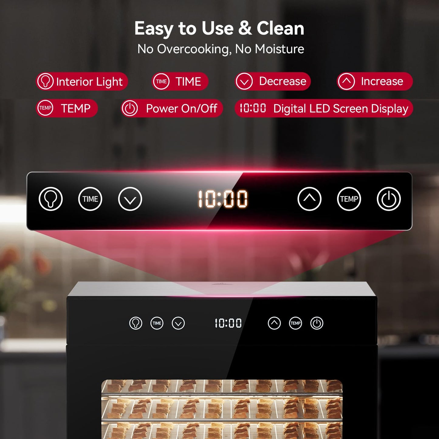 8-Tray Stainless Steel Food Dehydrator with Adjustable Temperature & Timer