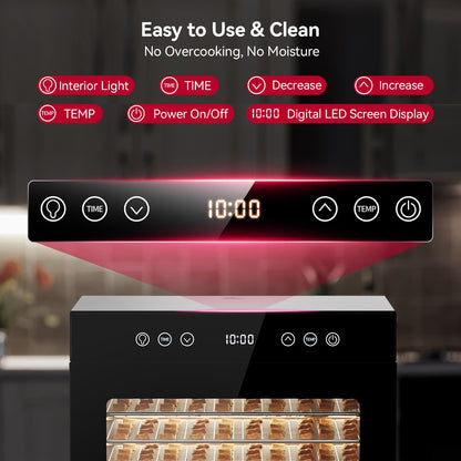 8-Tray Stainless Steel Food Dehydrator with Adjustable Temperature & Timer