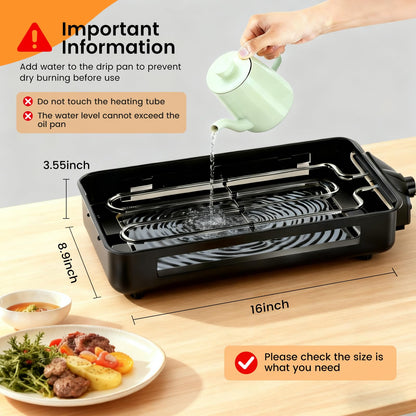 2-in-1 Smokeless Indoor Electric Grill & Griddle with Nonstick Plate