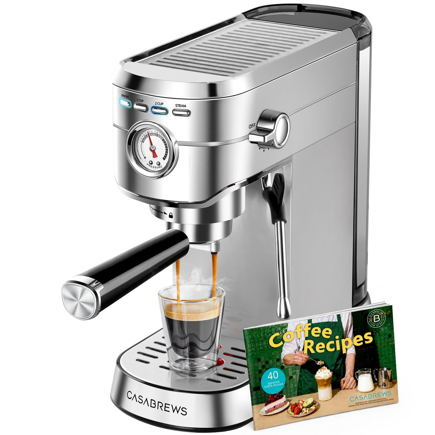 20 Bar Espresso Machine with Milk Frother & Removable Water Tank
