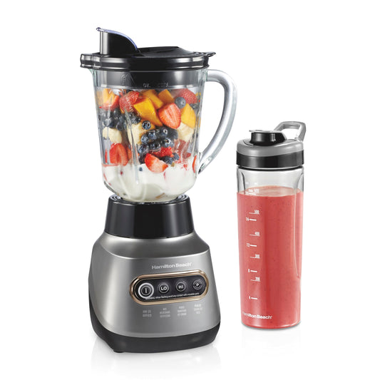800W Blender with 40oz Glass Jar & Portable Travel Cup