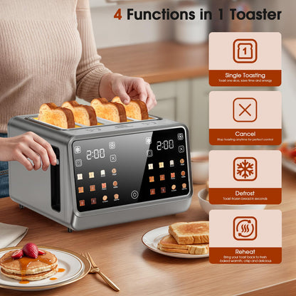1800W 4-Slot Touch Screen Toaster with Independent Controls