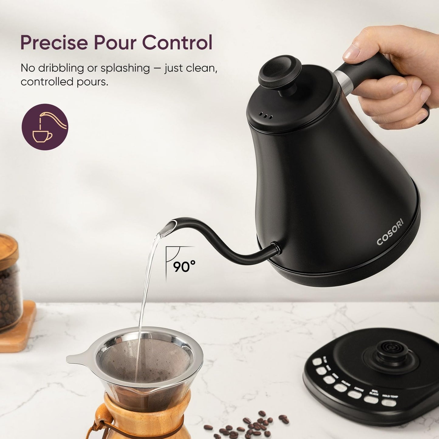 Smart Gooseneck Electric Kettle with Variable Temperature Control
