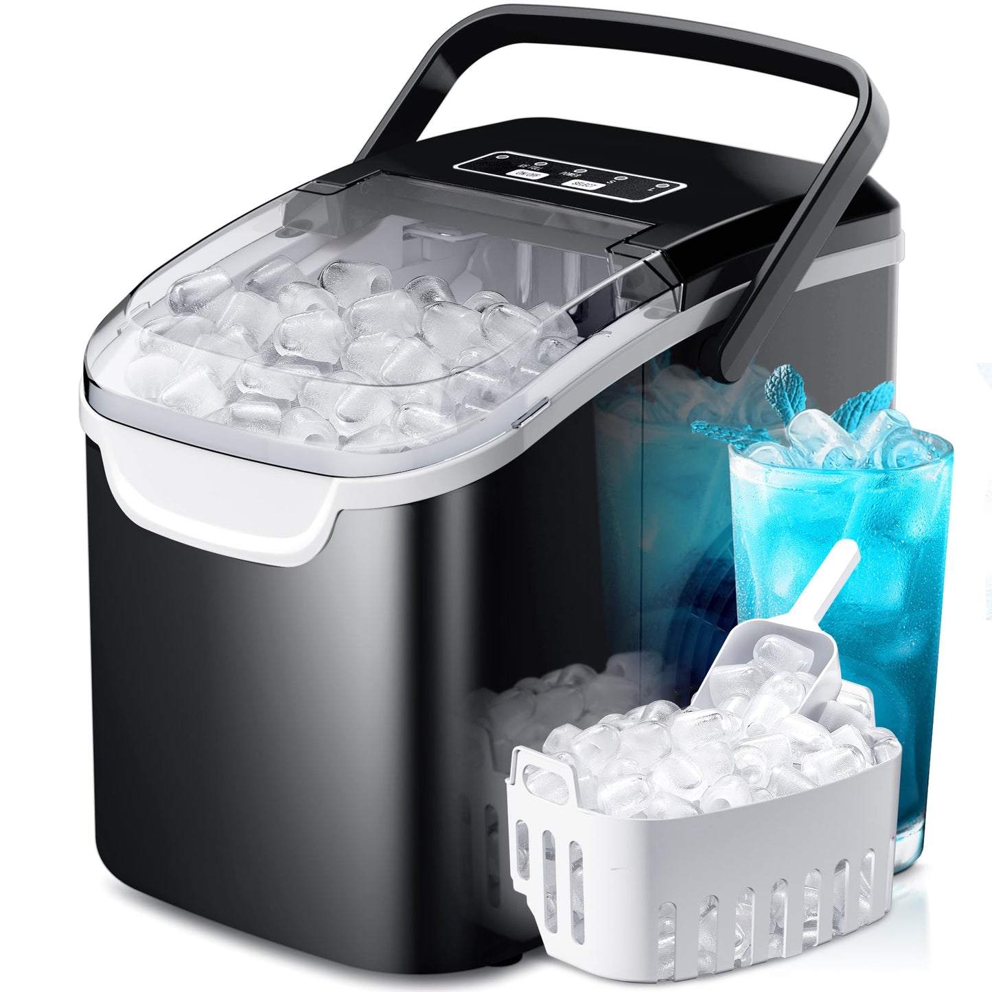Portable Countertop Ice Maker with Self-Cleaning Function & Scoop