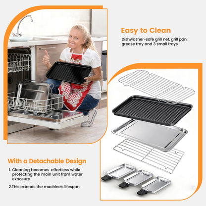 2-in-1 Smokeless Indoor Electric Grill & Griddle with Nonstick Plate