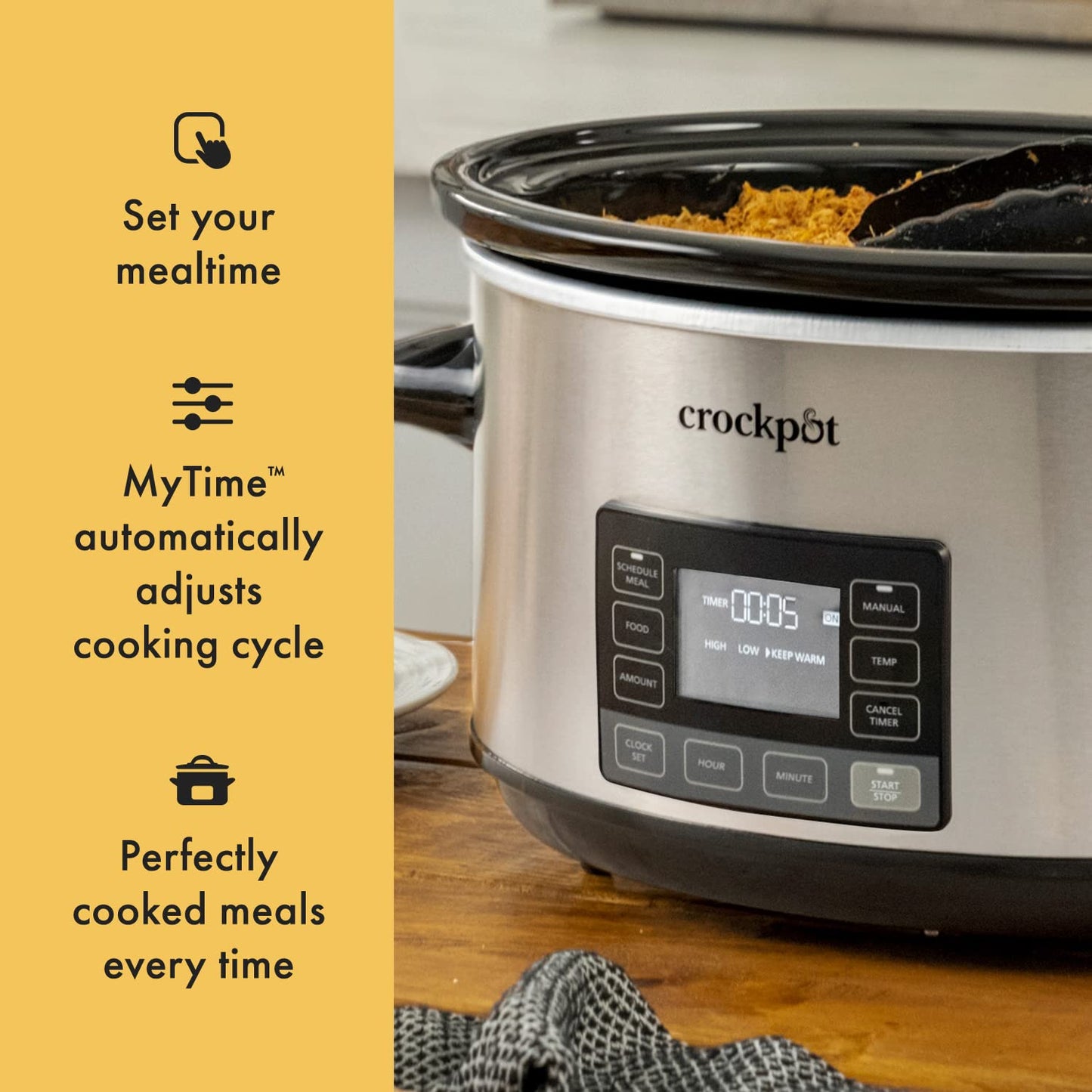7QT Programmable Slow Cooker with Timer & Locking Lid