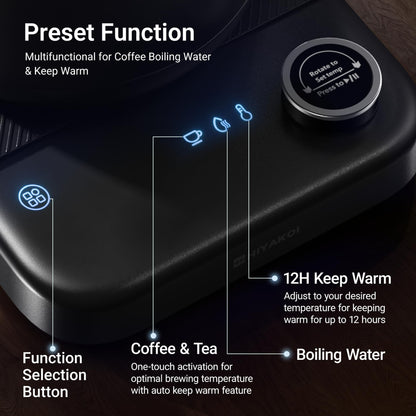 1200W Gooseneck Electric Kettle with Temperature Control & Timer
