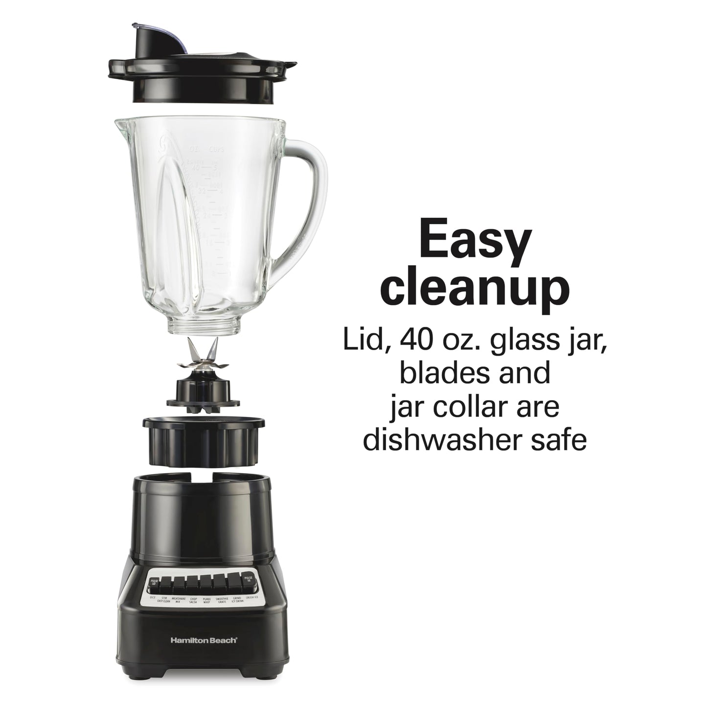 Hamilton Beach Wave Crusher Blender with 40 Oz Glass Jar and 14 Functions for Puree