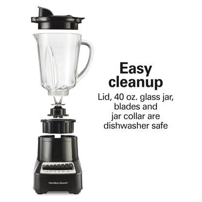 Hamilton Beach Wave Crusher Blender with 40 Oz Glass Jar and 14 Functions for Puree