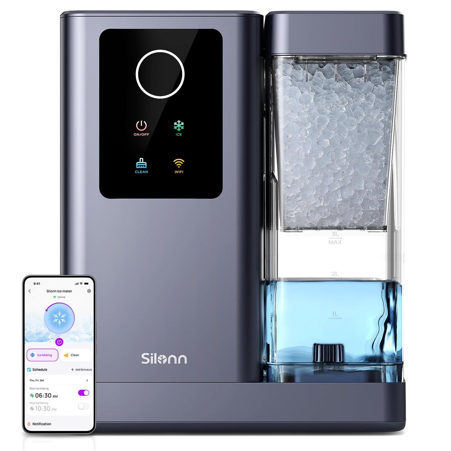 Countertop Nugget Ice Maker with 33LB Daily Production & Auto Clean