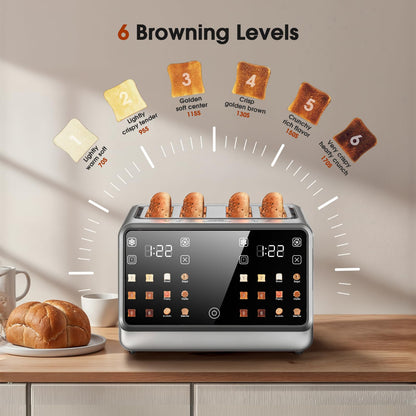 1800W 4-Slot Touch Screen Toaster with Independent Controls