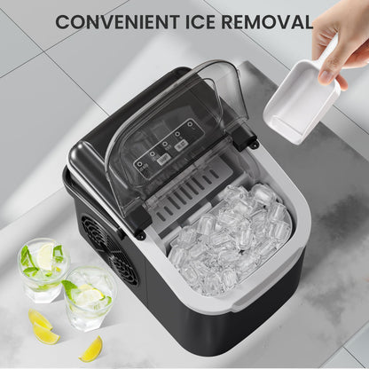 Portable Countertop Ice Maker with Self-Cleaning Function & Scoop