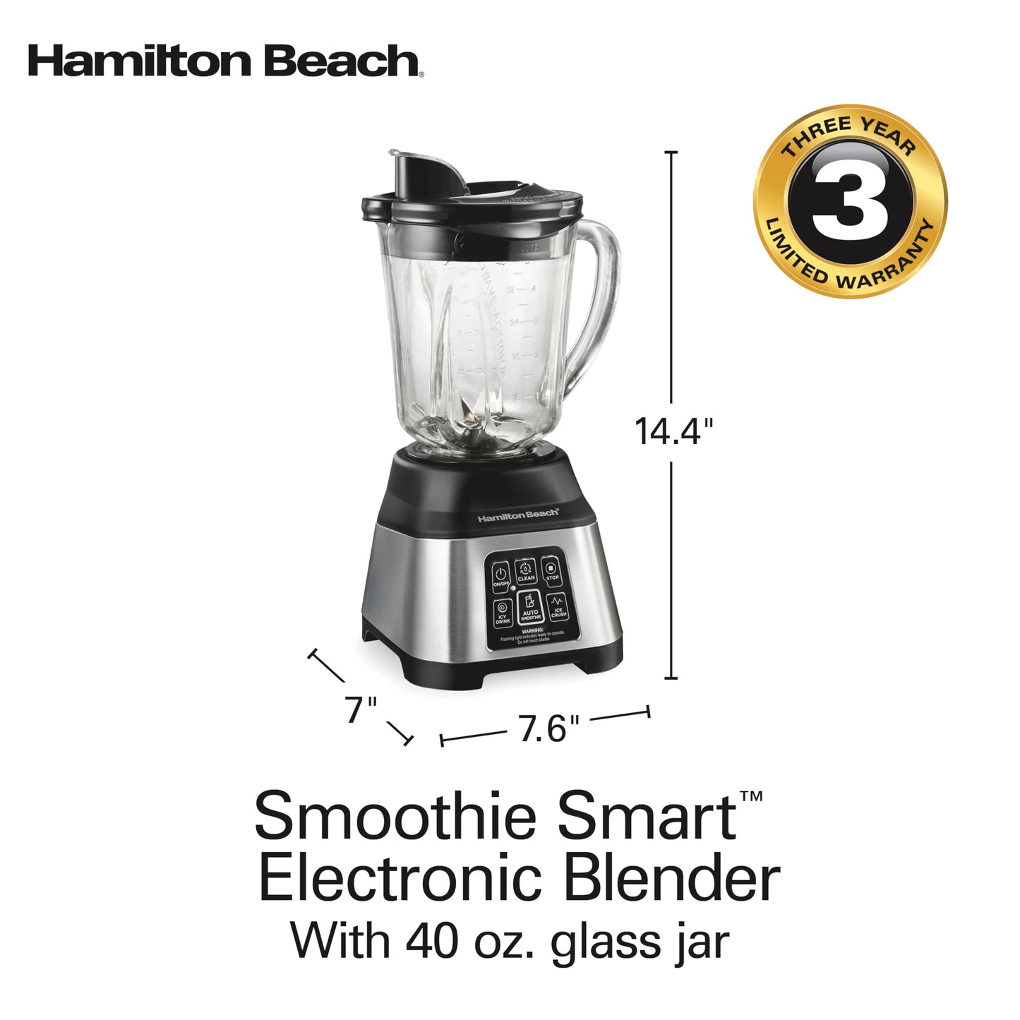 Smart Blender with 5 Functions & 40oz Glass Jar for Smoothies