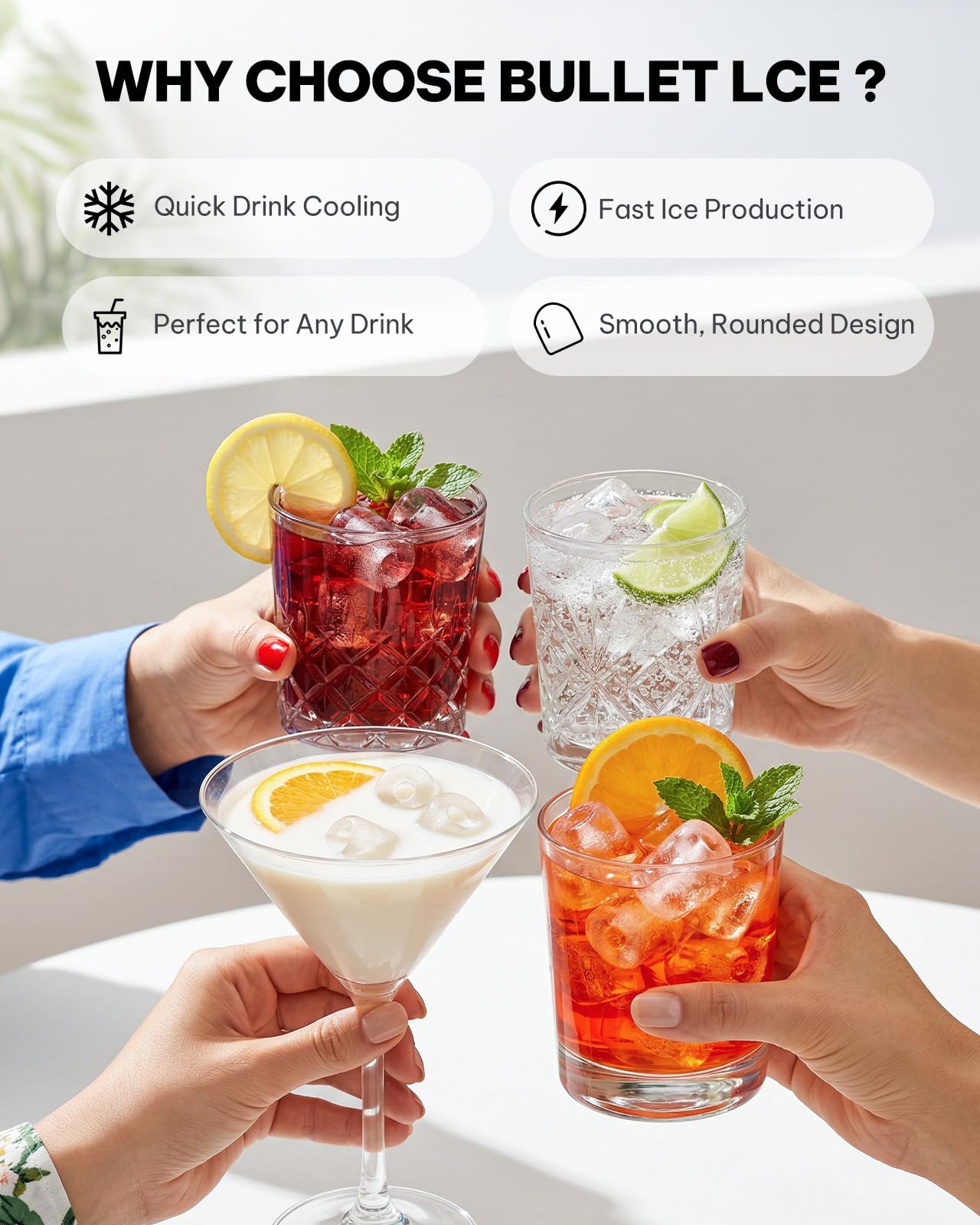 Countertop Nugget Ice Maker with 33LB Daily Production & Auto Clean