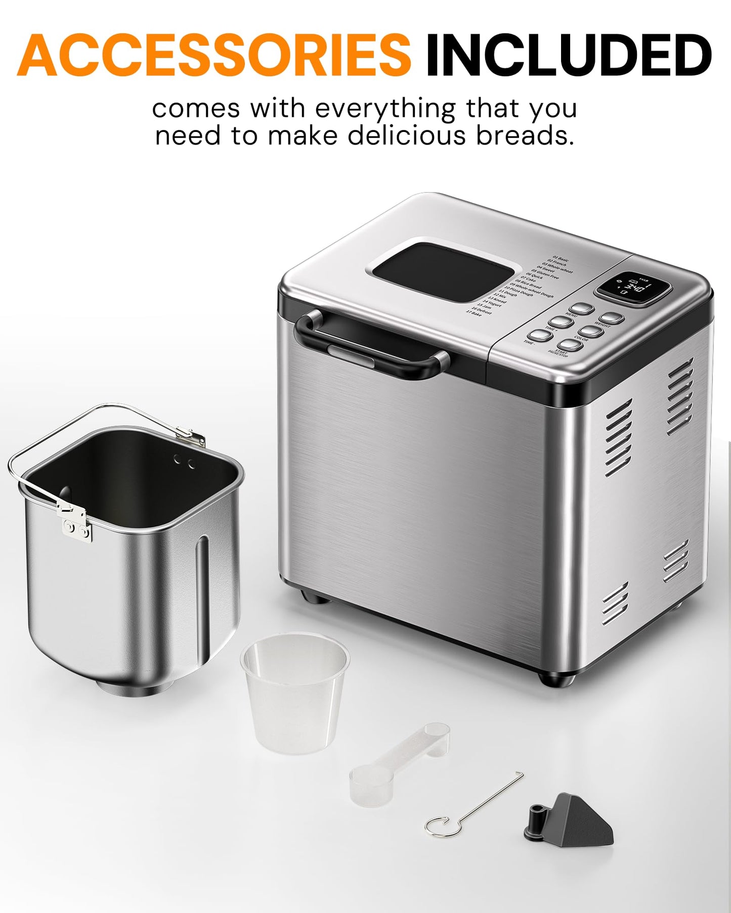 2LB Automatic Bread Maker with 17 Programs & 15H Timer