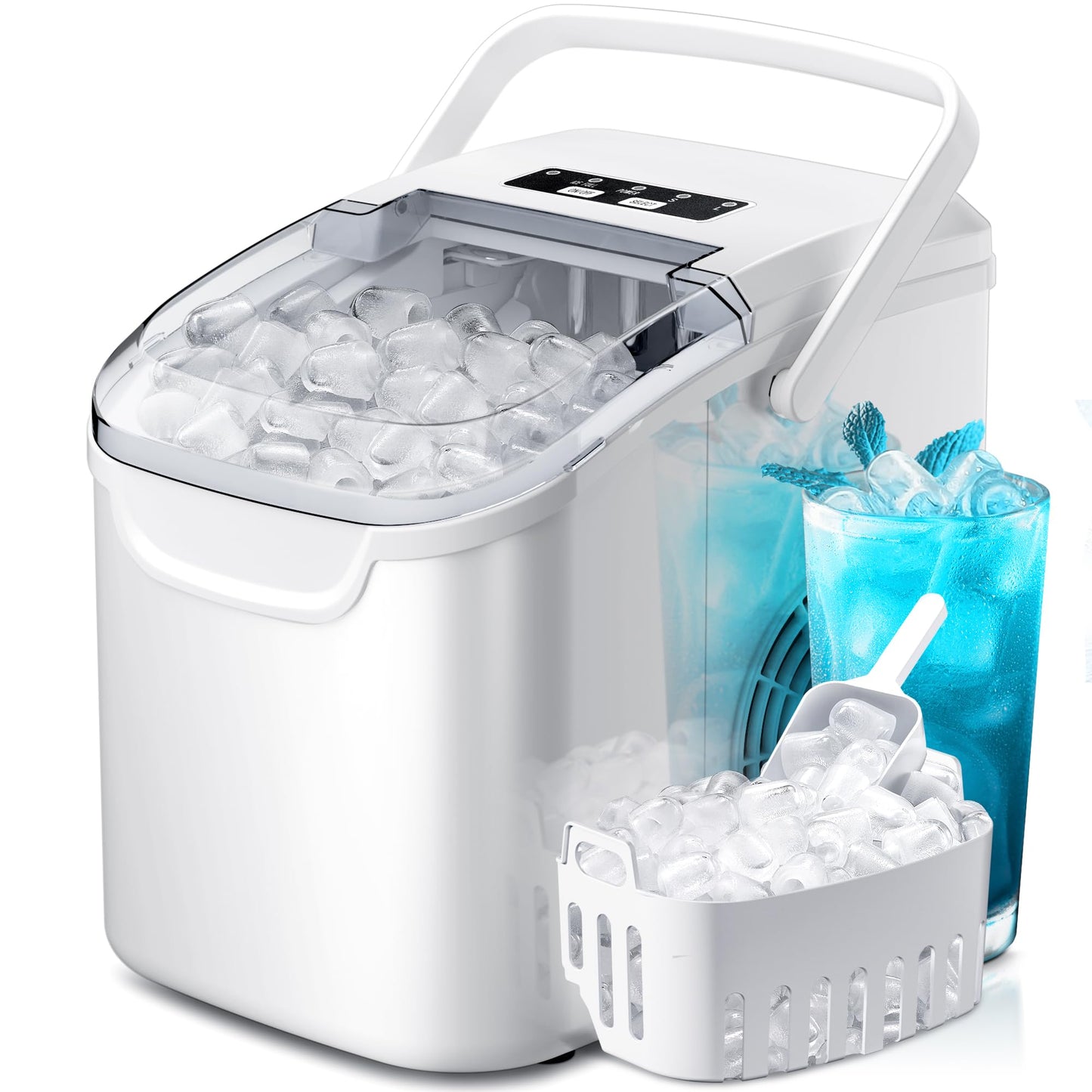 Portable Countertop Ice Maker with Self-Cleaning Function & Scoop