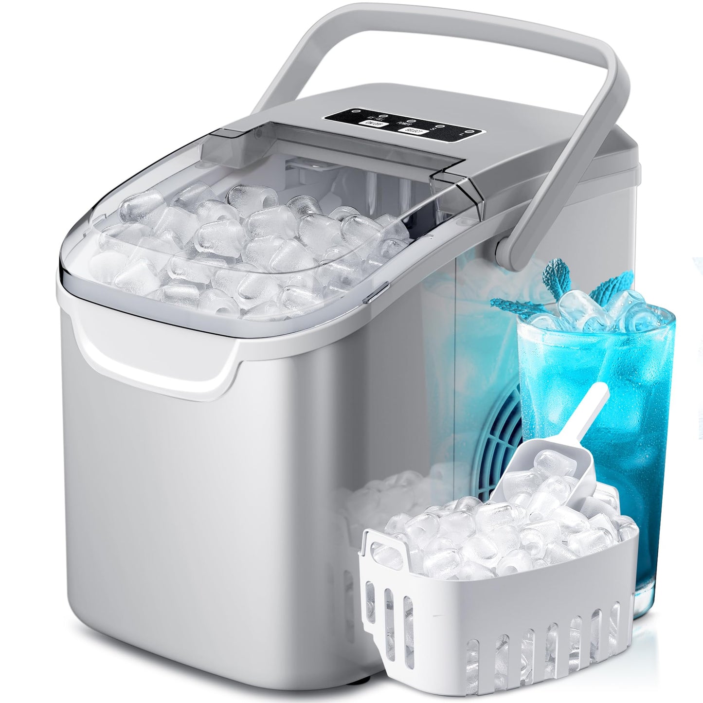 Portable Countertop Ice Maker with Self-Cleaning Function & Scoop