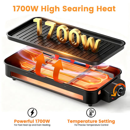 2-in-1 Smokeless Indoor Electric Grill & Griddle with Nonstick Plate