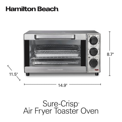 Air Fryer Toaster Oven Combo, 4-Slice Stainless Steel