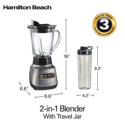 800W Blender with 40oz Glass Jar & Portable Travel Cup