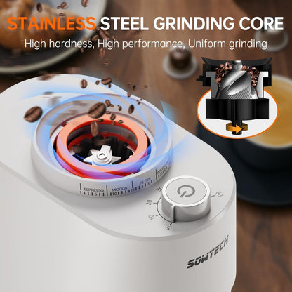 Conical Burr Coffee Grinder with 38 Grind Settings & Precision Timer
