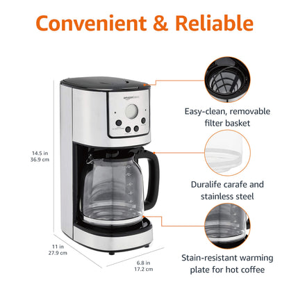 12-Cup Programmable Coffee Maker with Stainless Steel Carafe