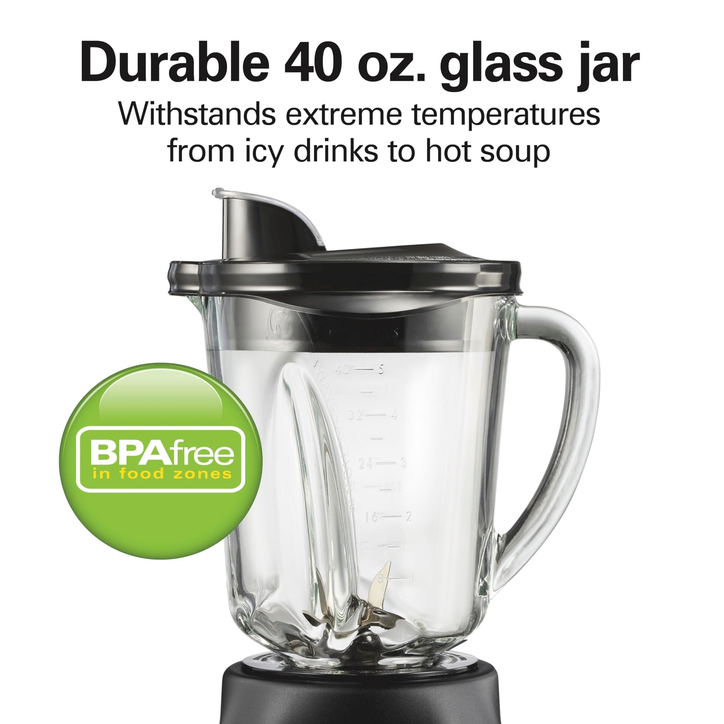 Smart Blender with 5 Functions & 40oz Glass Jar for Smoothies