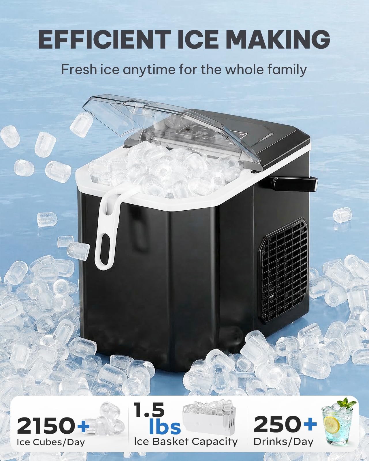 Countertop Nugget Ice Maker with 33LB Daily Production & Auto Clean