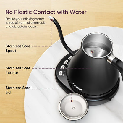 Smart Gooseneck Electric Kettle with Variable Temperature Control