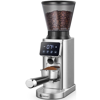 Conical Burr Coffee Grinder with 48 Grind Settings & Precision Timer