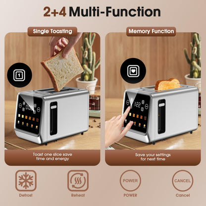 4-Slice Touch Screen Toaster with Smart Presets & Bagel Mode