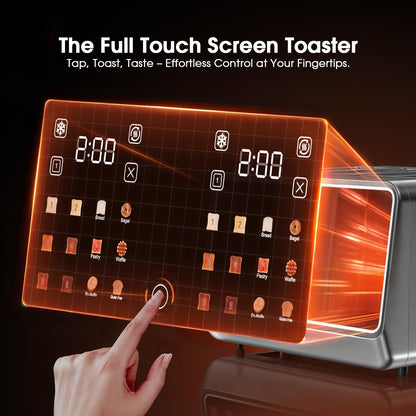 1800W 4-Slot Touch Screen Toaster with Independent Controls