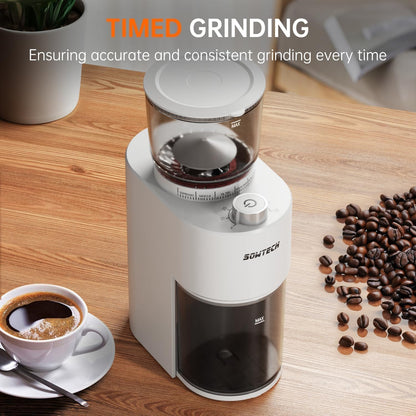 Conical Burr Coffee Grinder with 38 Grind Settings & Precision Timer