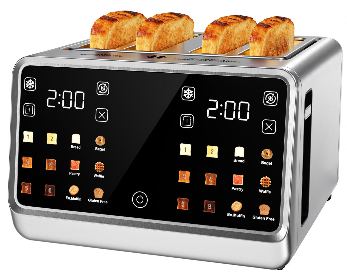 1800W 4-Slot Touch Screen Toaster with Independent Controls