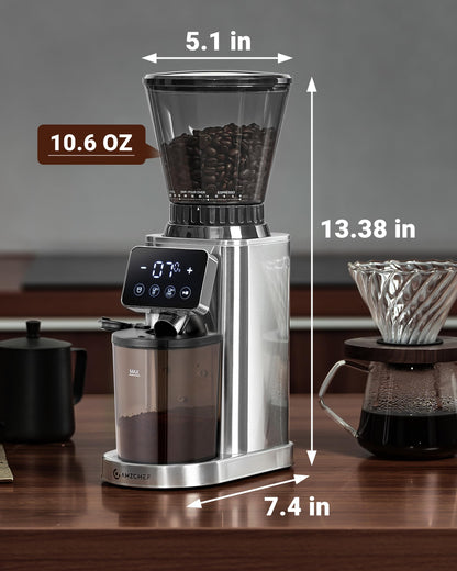 Conical Burr Coffee Grinder with 48 Grind Settings & Precision Timer
