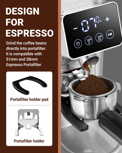 Conical Burr Coffee Grinder with 48 Grind Settings & Precision Timer